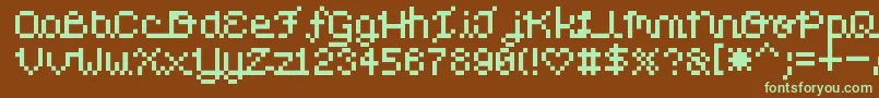 Czcionka PixelLove – zielone czcionki na brązowym tle