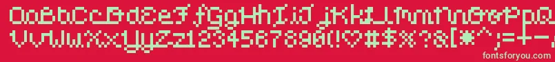 fuente PixelLove – Fuentes Verdes Sobre Fondo Rojo