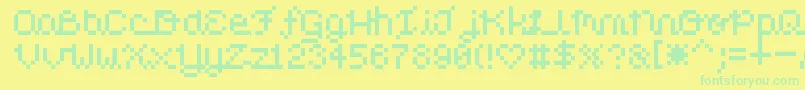 フォントPixelLove – 黄色い背景に緑の文字