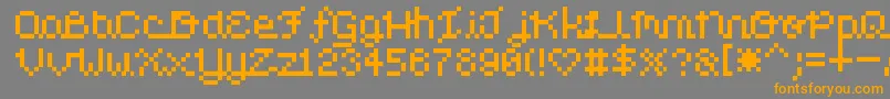 フォントPixelLove – オレンジの文字は灰色の背景にあります。