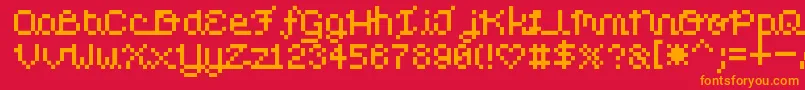 Fonte PixelLove – fontes laranjas em um fundo vermelho
