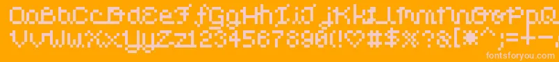 PixelLove-Schriftart – Rosa Schriften auf orangefarbenem Hintergrund