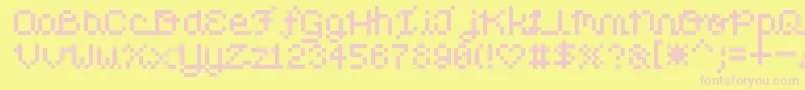 PixelLove Font – Pink Fonts on Yellow Background