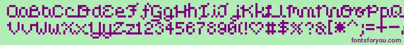 PixelLove-Schriftart – Violette Schriften auf grünem Hintergrund