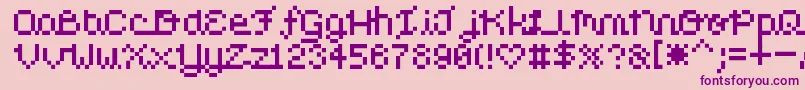 PixelLove-fontti – violetit fontit vaaleanpunaisella taustalla