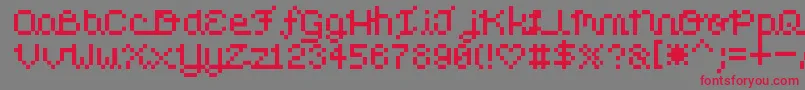 PixelLove-Schriftart – Rote Schriften auf grauem Hintergrund