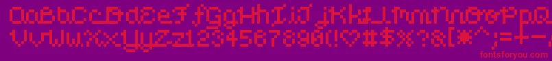 フォントPixelLove – 紫の背景に赤い文字