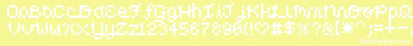 Fonte PixelLove – fontes brancas em um fundo amarelo