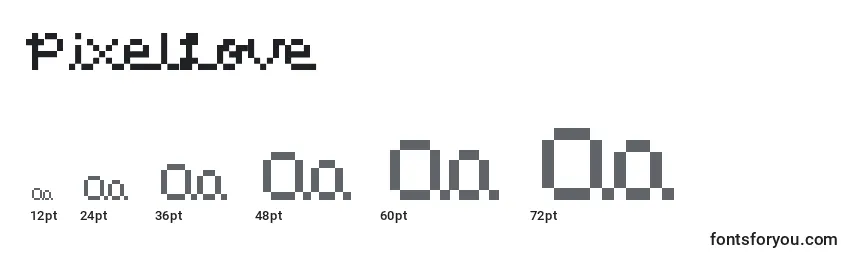 Größen der Schriftart PixelLove