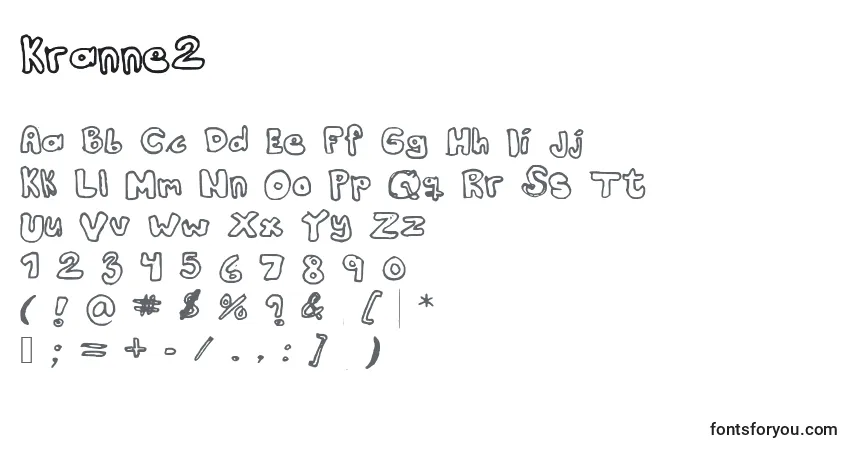 Czcionka Kranne2 – alfabet, cyfry, specjalne znaki