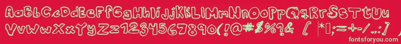 フォントKranne2 – 赤い背景に緑の文字