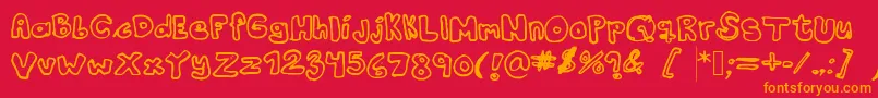 Fonte Kranne2 – fontes laranjas em um fundo vermelho