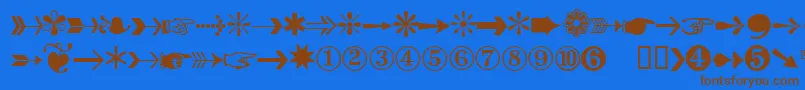 フォントDatasymcdbNormal – 茶色の文字が青い背景にあります。