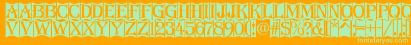 Algerius2-Schriftart – Grüne Schriften auf orangefarbenem Hintergrund