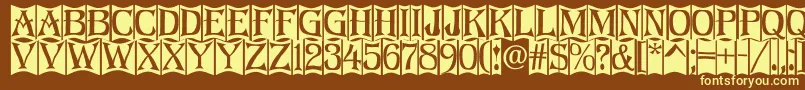 Algerius2-fontti – keltaiset fontit ruskealla taustalla