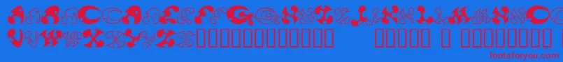 13DokusanNormal Font – Red Fonts on Blue Background