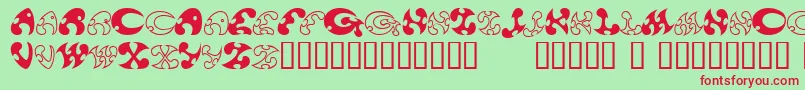 13DokusanNormal-Schriftart – Rote Schriften auf grünem Hintergrund