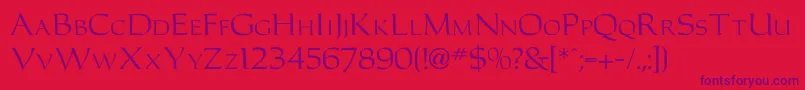 Carolusromanfont-Schriftart – Violette Schriften auf rotem Hintergrund
