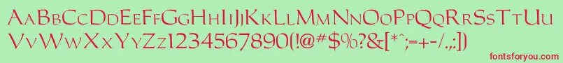 Carolusromanfont Font – Red Fonts on Green Background