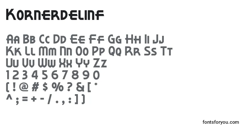Шрифт Kornerdelinf (53015) – алфавит, цифры, специальные символы