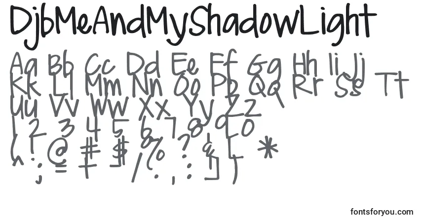 A fonte DjbMeAndMyShadowLight – alfabeto, números, caracteres especiais
