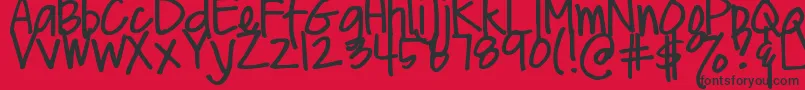 DjbMeAndMyShadowLight Font – Black Fonts on Red Background