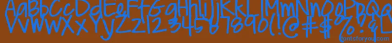 DjbMeAndMyShadowLight Font – Blue Fonts on Brown Background