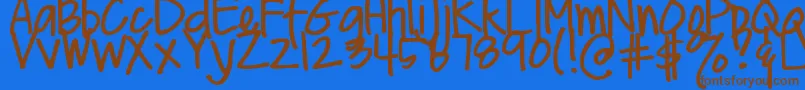DjbMeAndMyShadowLight Font – Brown Fonts on Blue Background