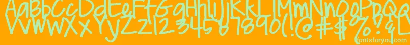 DjbMeAndMyShadowLight Font – Green Fonts on Orange Background