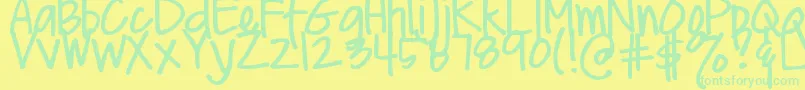 DjbMeAndMyShadowLight Font – Green Fonts on Yellow Background