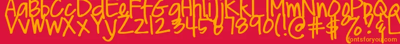 フォントDjbMeAndMyShadowLight – 赤い背景にオレンジの文字