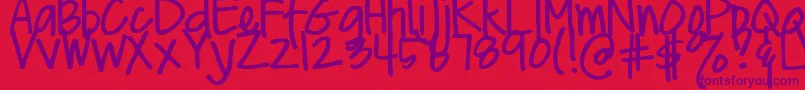 DjbMeAndMyShadowLight Font – Purple Fonts on Red Background
