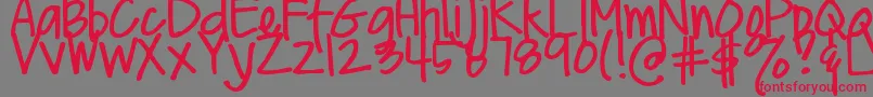 DjbMeAndMyShadowLight Font – Red Fonts on Gray Background