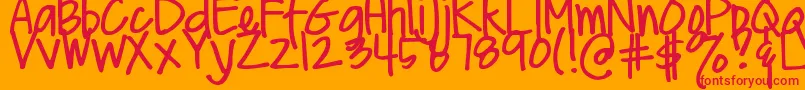DjbMeAndMyShadowLight Font – Red Fonts on Orange Background