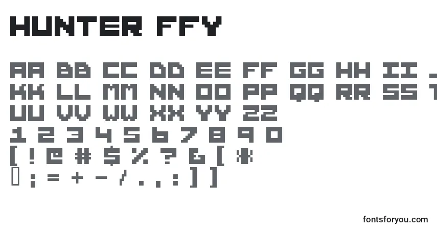 A fonte Hunter ffy – alfabeto, números, caracteres especiais