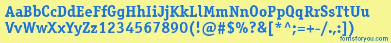 フォントOfficinaserifcttBold – 青い文字が黄色の背景にあります。