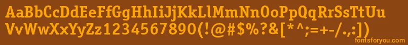 フォントOfficinaserifcttBold – オレンジ色の文字が茶色の背景にあります。