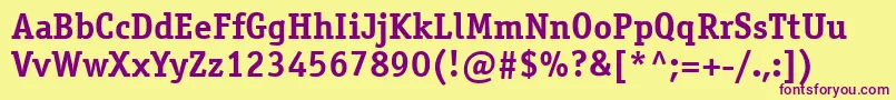 OfficinaserifcttBold-Schriftart – Violette Schriften auf gelbem Hintergrund