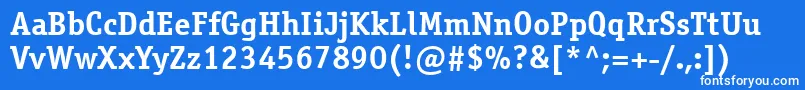 OfficinaserifcttBold-Schriftart – Weiße Schriften auf blauem Hintergrund