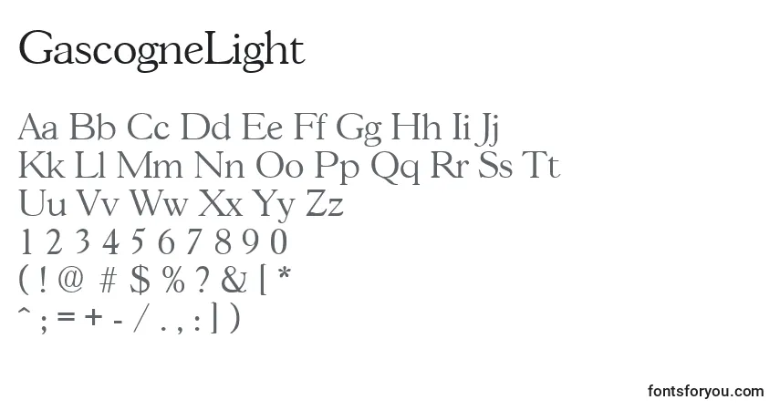 Schriftart GascogneLight – Alphabet, Zahlen, spezielle Symbole