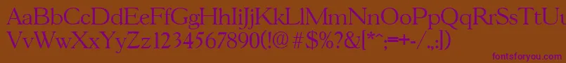 Więcej informacji o czcionce GascogneLight Czcionka GascogneLight – fioletowe czcionki na brązowym tle