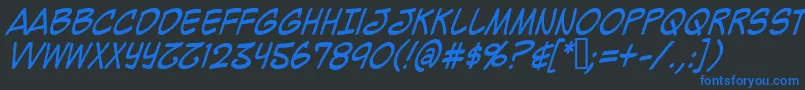 Mighzci-Schriftart – Blaue Schriften auf schwarzem Hintergrund