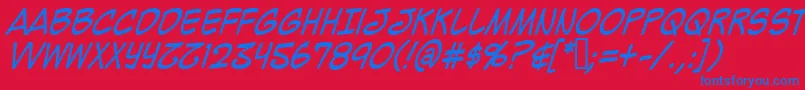 Mighzci-Schriftart – Blaue Schriften auf rotem Hintergrund