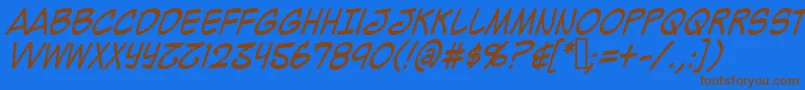 Mighzci-Schriftart – Braune Schriften auf blauem Hintergrund