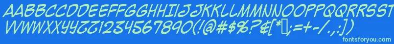 Шрифт Mighzci – зелёные шрифты на синем фоне