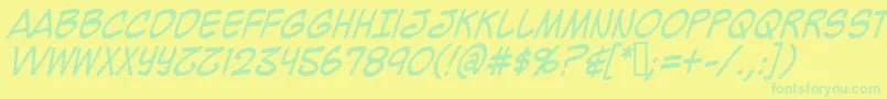 Czcionka Mighzci – zielone czcionki na żółtym tle