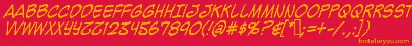 フォントMighzci – 赤い背景にオレンジの文字