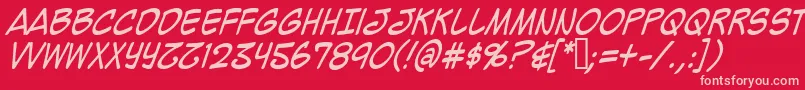 Mighzci-Schriftart – Rosa Schriften auf rotem Hintergrund