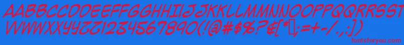 Mighzci-Schriftart – Rote Schriften auf blauem Hintergrund