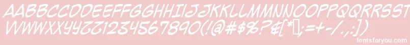 Mighzci-Schriftart – Weiße Schriften auf rosa Hintergrund